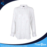 TY17102715 Trendy comfortable casual women's white poplin embroidered cotton blouse