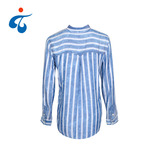 TY190327-13 Latest design oem spring casual full sleeve poplin women stripe cotton shirt blouse
