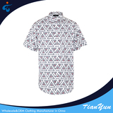 TY17 Modern design cheap fashion short sleeve geometric pattern printed pure cotton lifestyle shirts