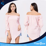 TY17188 wholesale modal long sleeve latest pink stretch ladies off shoulder blouse fashion designs