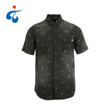 TY0412-2-1 New fashionable printed colored cool short sleeve denim shirt
