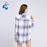 TY20180717-20 Top quality yarn dyed rayon plaid shirts for women blouses