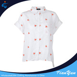 TY17102709 New fashionable comfortable latest collar neck white embroidered blouse