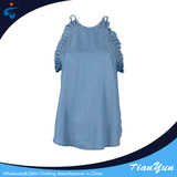 TY17102703 Best price of designer fancy sleeveless fashion wholesale women denim top