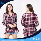 TY17194 low price fashion cutting rayon new styles ladies casual shirts with elastic bottom