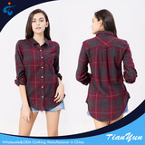 TY17199 Well sell high quality new styles long sleeve cotton women flannel plaid shirt