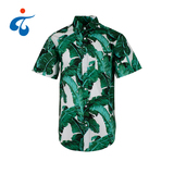 TY0507-3 High quality wholesale cotton big printed men green hawai shirt