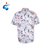 TY0304-09 Wholesale single button short sleeve print beach flower shirt cotton male