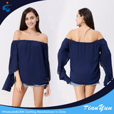 TY17202 Wholesale modern design fashionable one shoulder long sleeve woman chiffon blouse