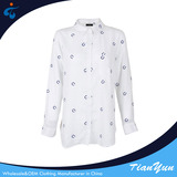 TY17102716 Professional fashion anti-pilling long sleeve cotton white embroidered womens shirts