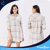 TY17190 Top quality professional comfortable plaid long casual women clothing tops blouses designs
