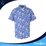 TY17121141 popular breathable short sleeve small flower blue hawaiian shirts wholesale cotton