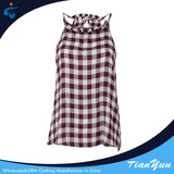 TY17102704 Cheap cute design summer rayon check sleeveless images of ladies casual tops